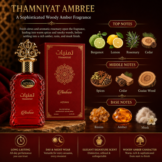 Adyan Thamniyat Ambree 100ml EDP | Amber Woody Unisex Perfume