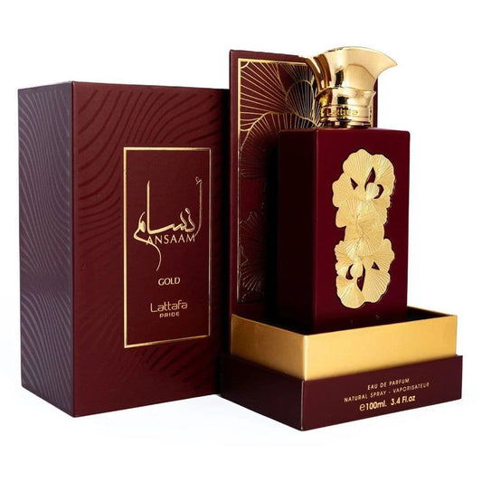 Ansaam Gold Perfume EDP 100ml by Lattafa Pride Elite Collection bottle and box