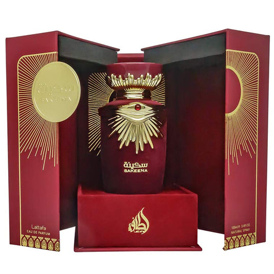 Sakeena - by Lattafa 100ml EDP box open display