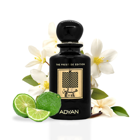 Adyan Hyba Prestige Edition perfume bottle with citrus and floral styling