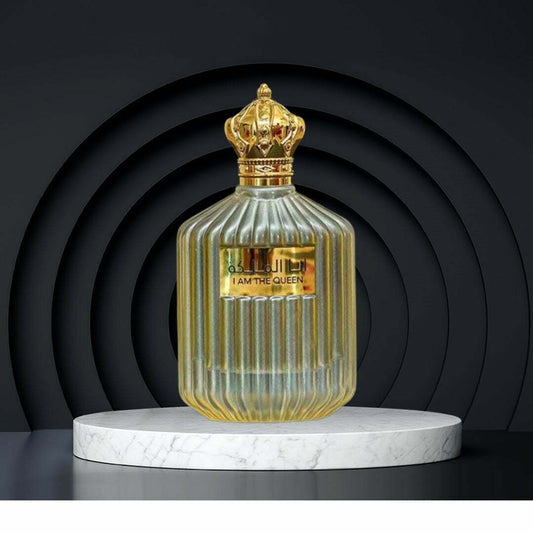 I Am The Queen (Ana Al Malikah) EDP 100ml bottle on podium