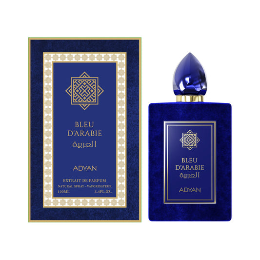 Adyan Bleu DArabie Extrait De Parfum 100ml box and bottle front view