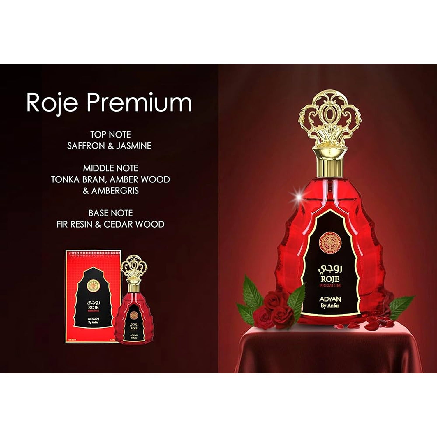 Adyan Roje Premium 100ml Extrait de Parfum breakdown card