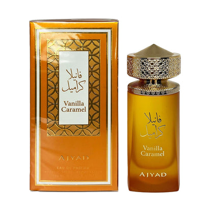 Ajyad Vanilla Caramel 100ml EDP bottle and box front view