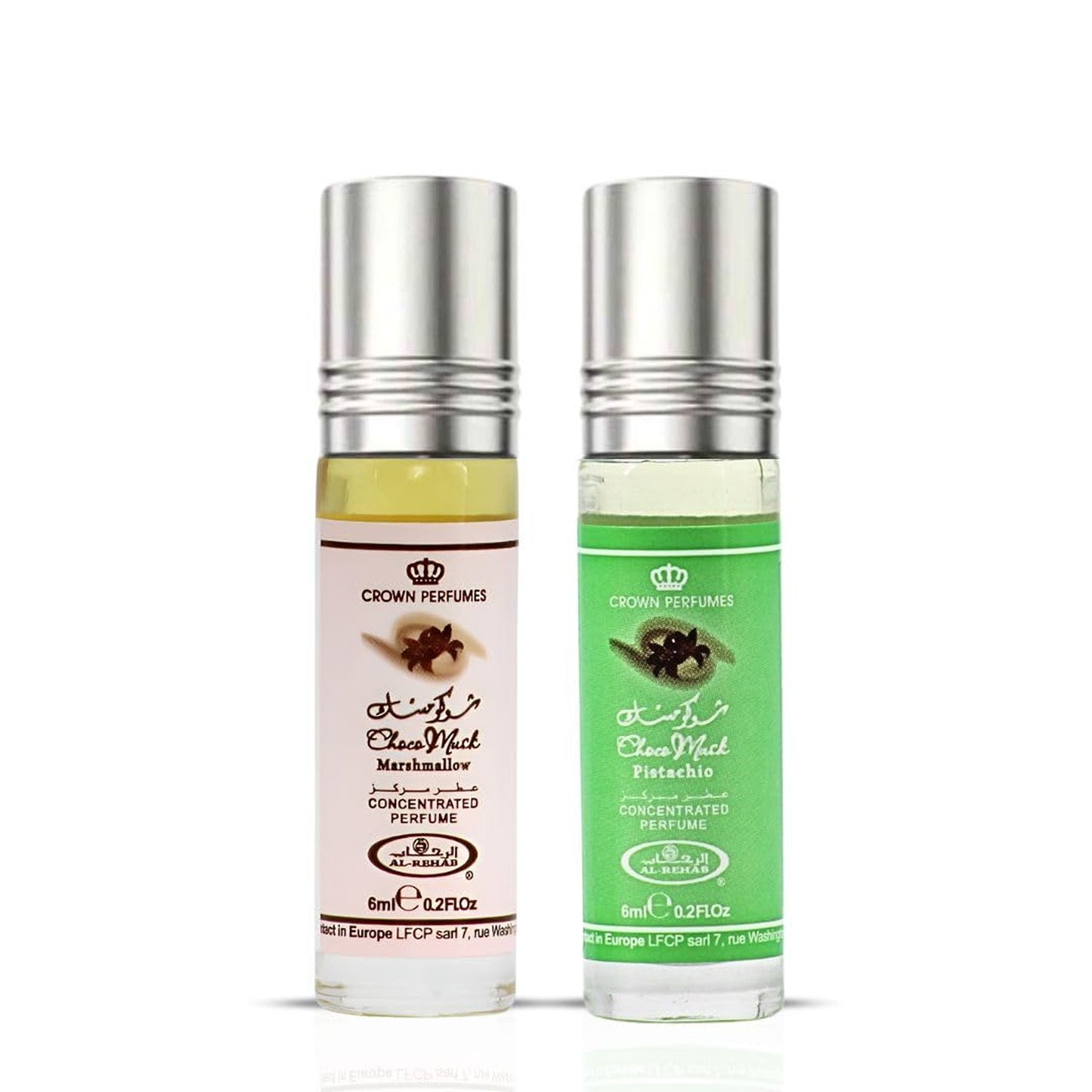 Al Rehab Choco Musk Pistachio 6ml Roll On Perfume Oil duo with choco musk