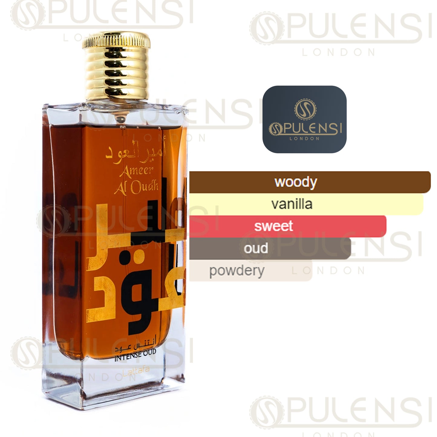 Lattafa Ameer Al Oudh Intense Oud Eau De Parfum - 100ml scent profile diagram