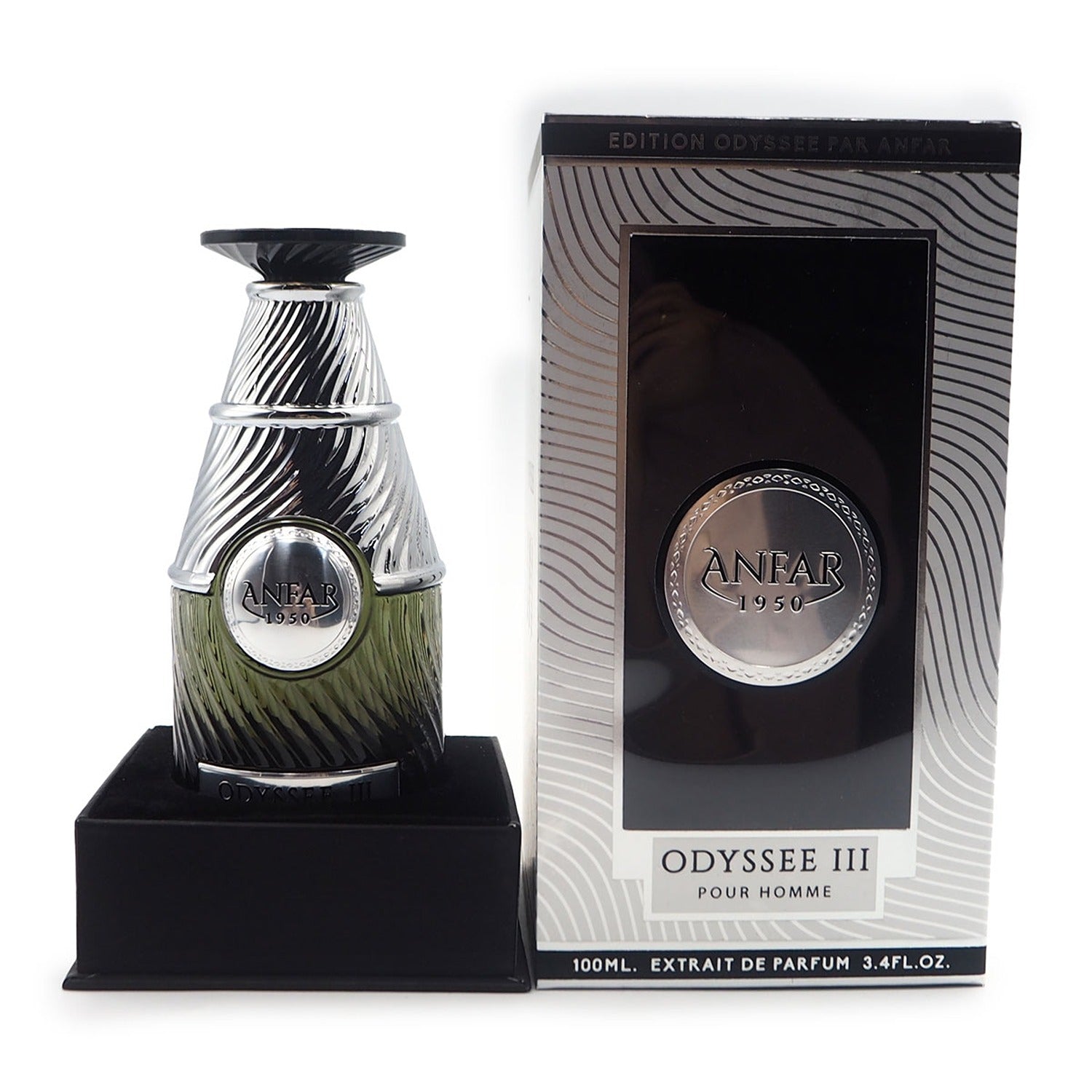 Anfar 1950 Odyssee III 100ml bottle on podium with box