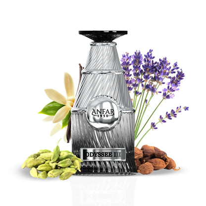 Anfar 1950 Odyssee III 100ml bottle with ingredients