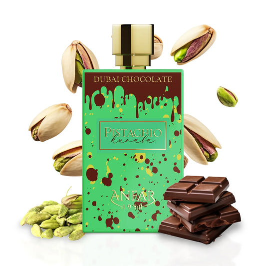 Anfar 1950 Pistachio Kunafa Dubai Chocolate 80ml with pistachios and chocolate