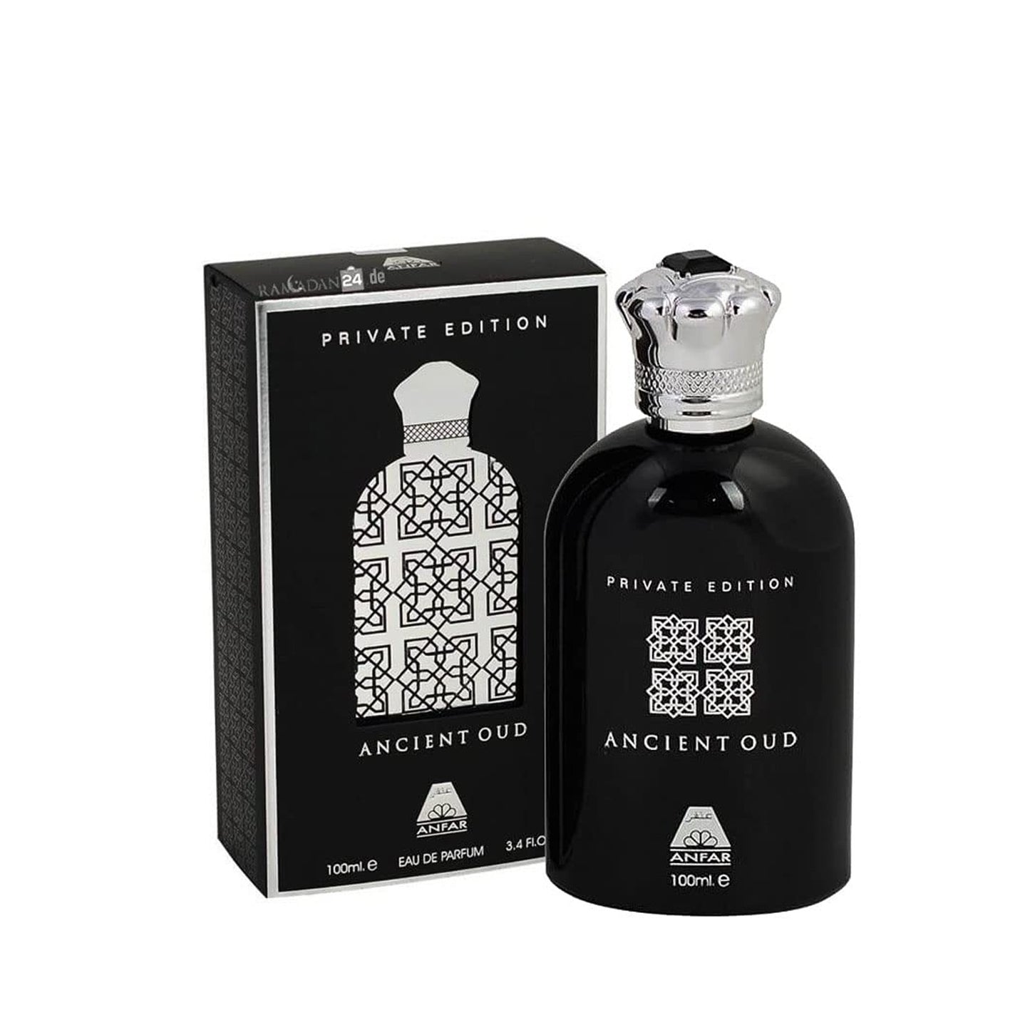 Anfar Ancient Oud Private Edition 100ml EDP bottle and angled box
