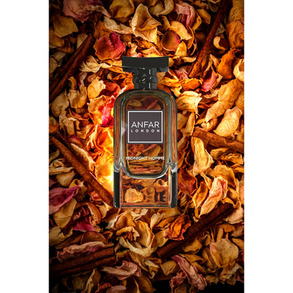 Anfar Midnight Homme Intense 100ml Extrait Parfum bottle with spices