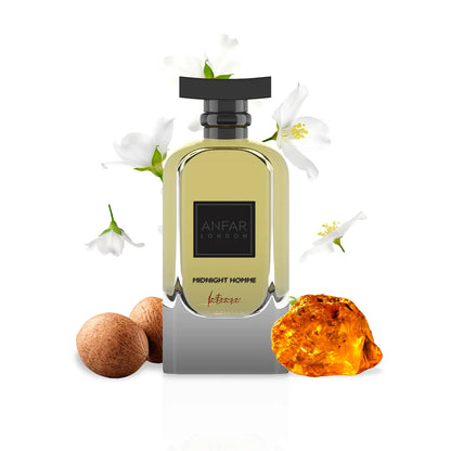 Anfar Midnight Homme Intense 100ml Extrait Parfum ingredients flat lay
