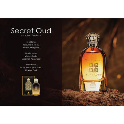 Anfar Secret Oud Private Edition 100ml EDP styled on stone base