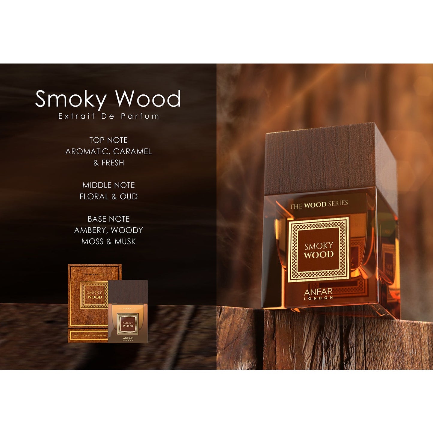 Anfar Smoky Wood 100ml Extrait de Parfum fragrance notes visual
