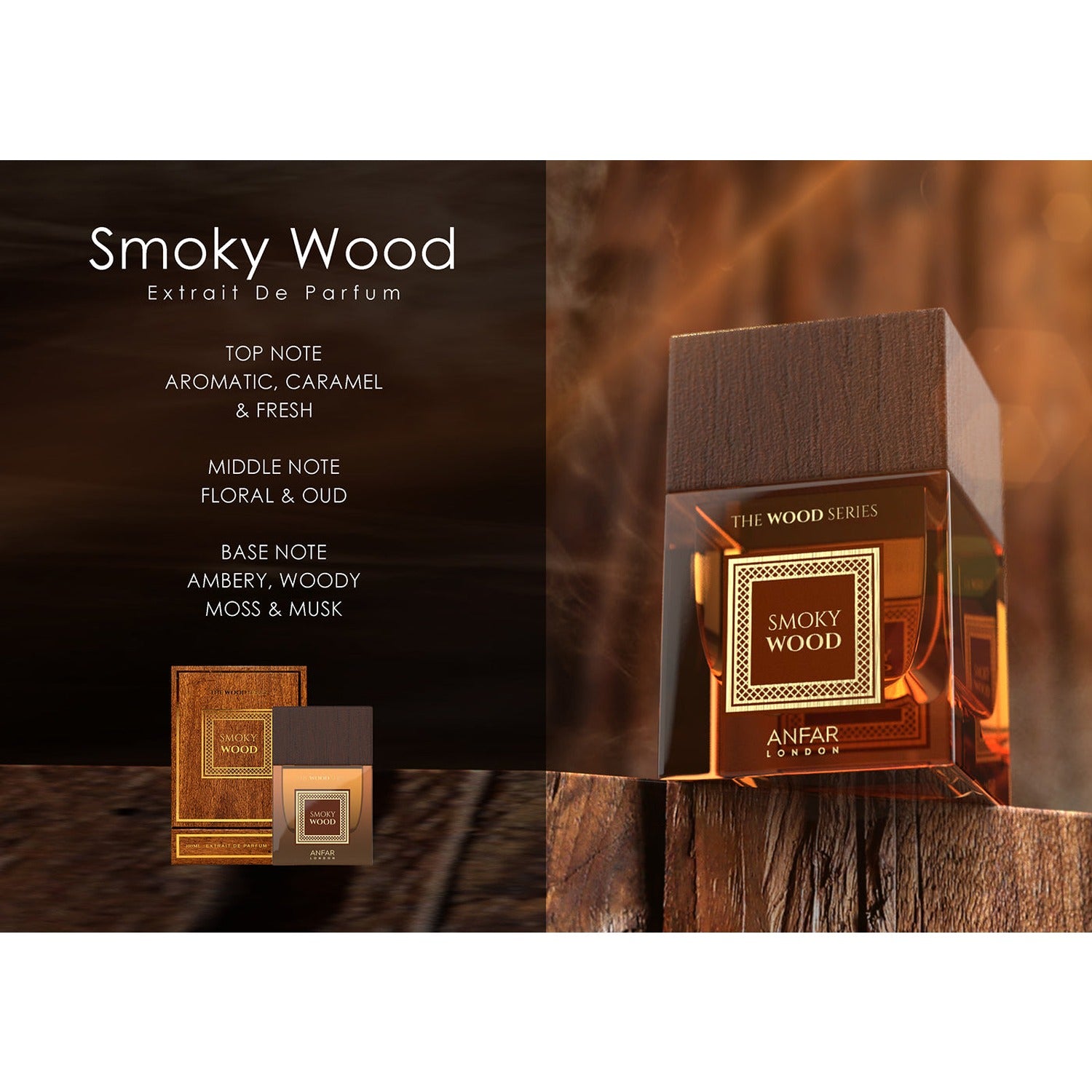 Anfar Smoky Wood 100ml Extrait de Parfum fragrance notes visual