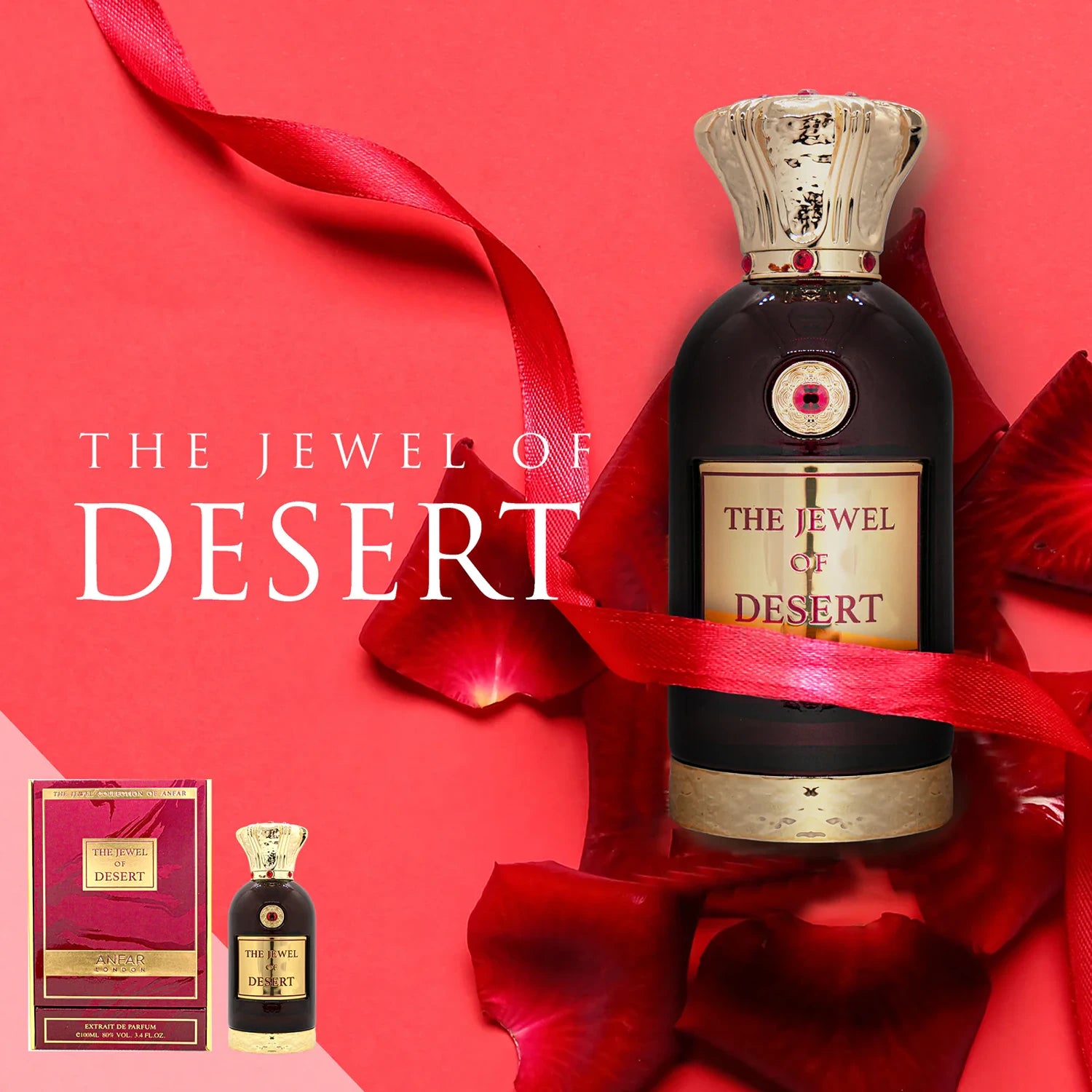 Anfar The Jewel of Desert 100ml Extrait Perfume on red background