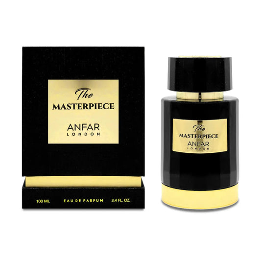 Anfar London 'The Masterpiece' perfume bottle and packaging on a white background