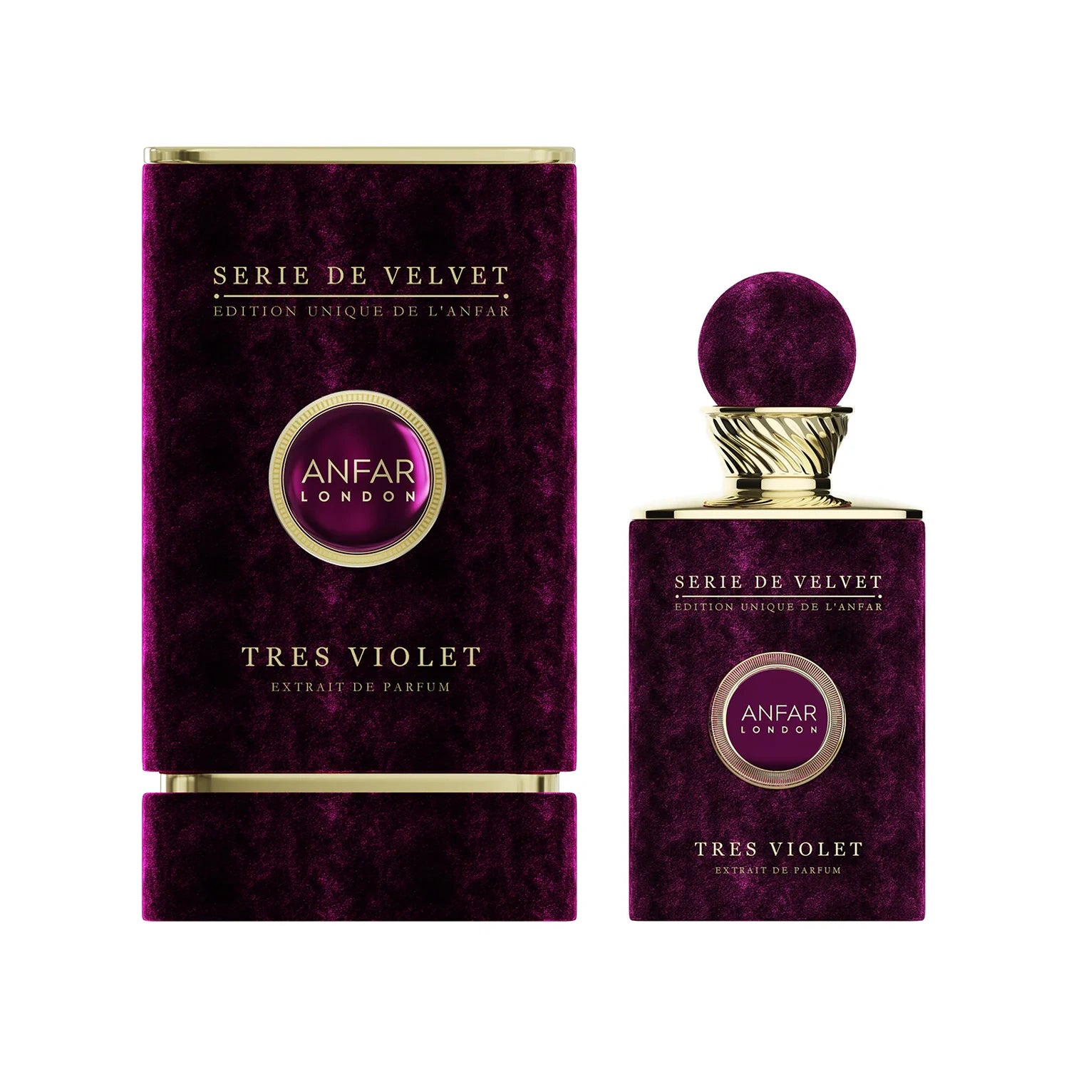 Anfar Tres Violet 100ml bottle with velvet box