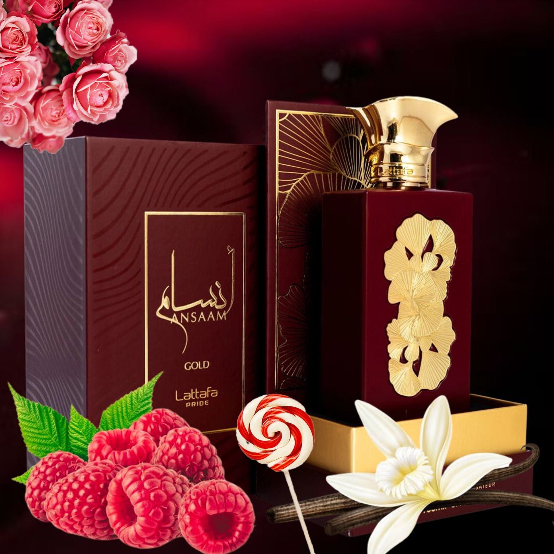 Ansaam Gold Perfume EDP 100ml by Lattafa Pride Elite Collection banner candy