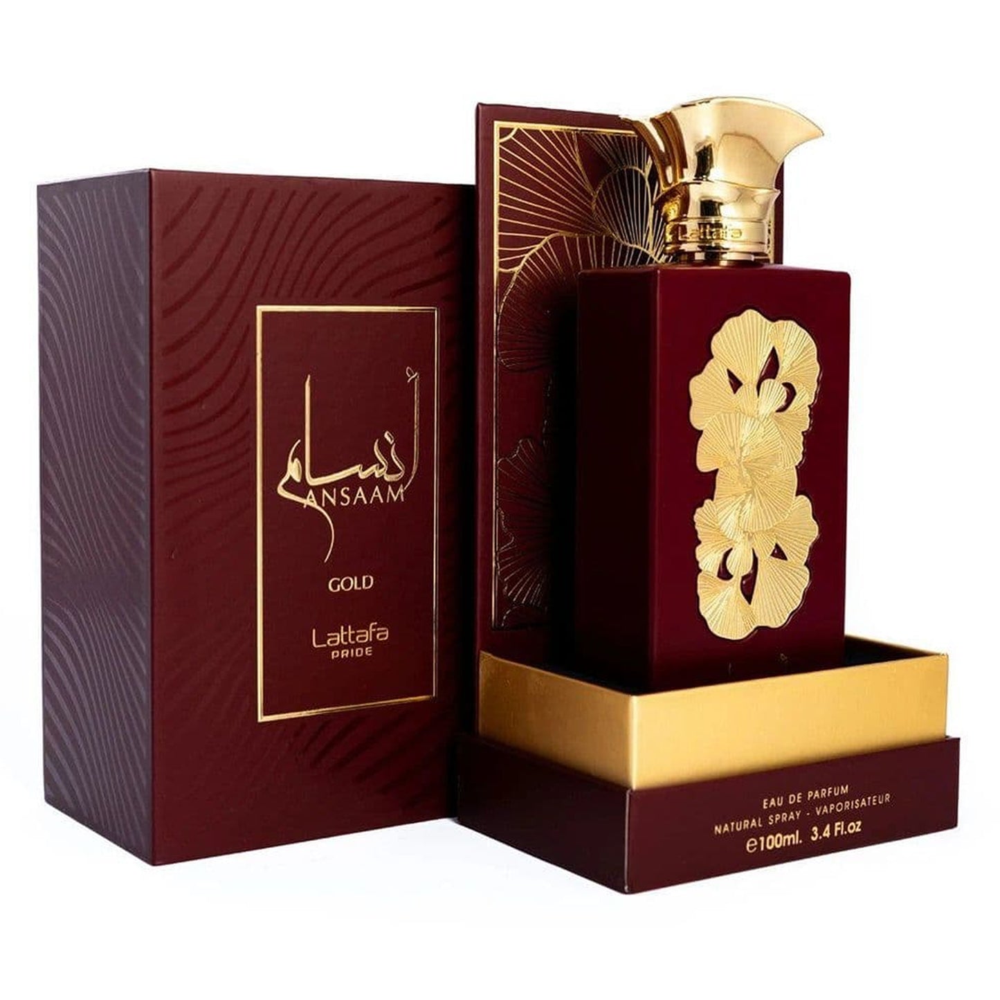 Ansaam Gold Perfume EDP 100ml by Lattafa Pride Elite Collection bottle and box