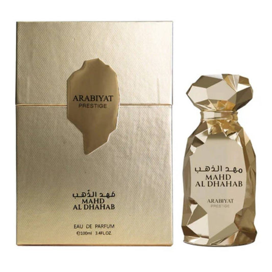 Arabiyat Prestige Mahd Al Dhahab EDP 100ml perfume bottle and box front view