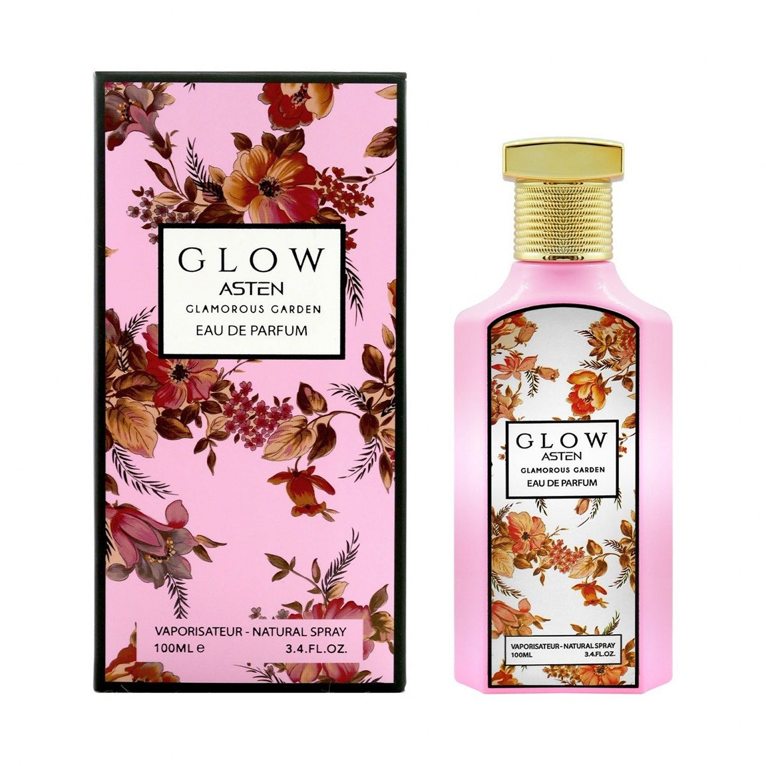 Asten Glow Glamorous Garden 100ml EDP box and bottle front view