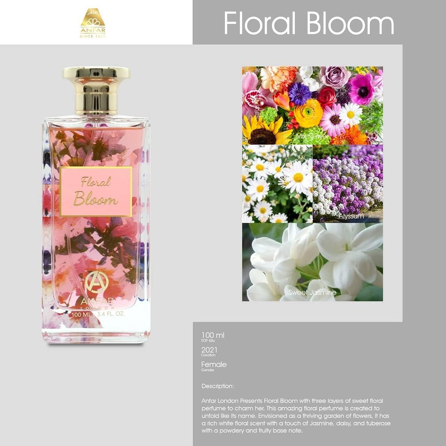 Asten Glow Glamorous Garden 100ml EDP floral bloom notes card