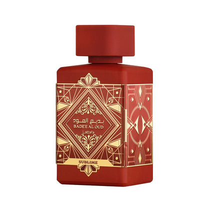 Badee Al Oud Sublime Red 100ml EDP by Lattafa bottle angle view