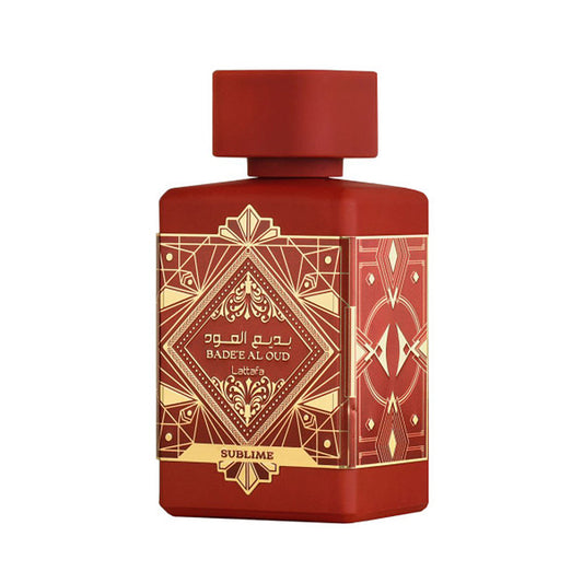 Badee Al Oud Sublime Red 100ml EDP by Lattafa bottle angle view