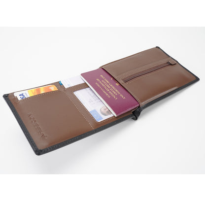 Riseicon® Legacy Travel Passport Wallet Document Organiser - Luxury Leather - Black/Brown