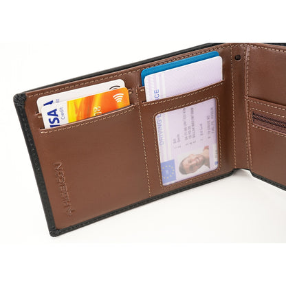 Riseicon® Legacy Travel Passport Wallet Document Organiser - Luxury Leather - Black/Brown