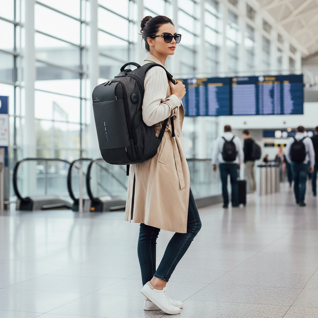 Riseicon Liberty 1 Anti-theft USB charging waterproof laptop backpack - Black