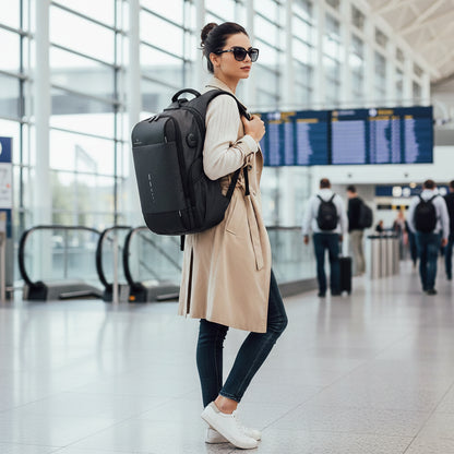 Riseicon Liberty 1 Anti-theft USB charging waterproof laptop backpack - Black