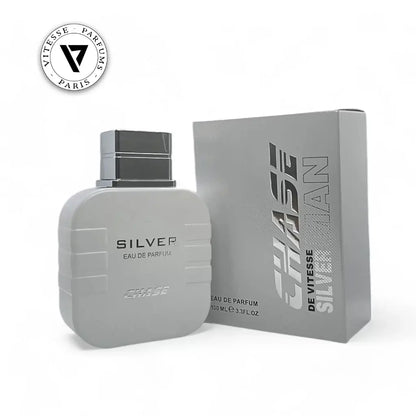 Vitesse Parfums Chase Silver Eau de Parfum bottle and packaging on a white background