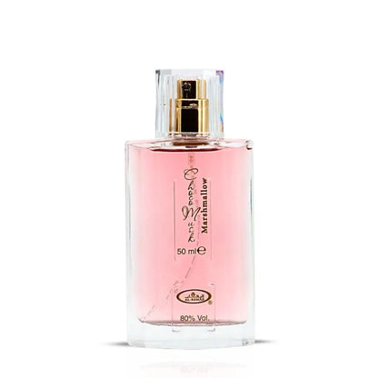 Choco Musk Marshmallow 50ml EDP by Al Rehab with pink background