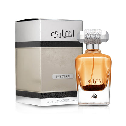 Ekhtiari Perfume 100ml EDP By Lattafa bottle and box