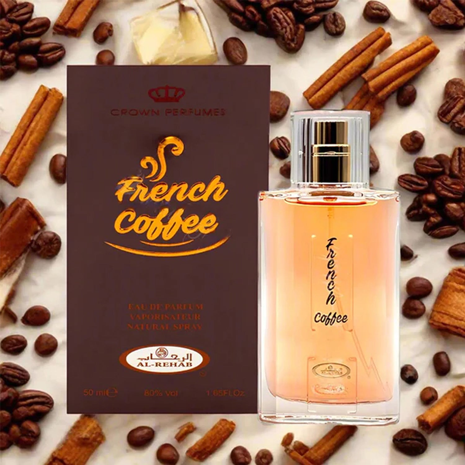 French Coffee EDP 50ml by Al-Rehab (Crown Perfumes) bottle banner scent