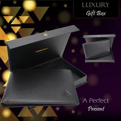 Riseicon® Legacy Travel Passport Wallet Document Organiser - Luxury Leather - Black/Brown