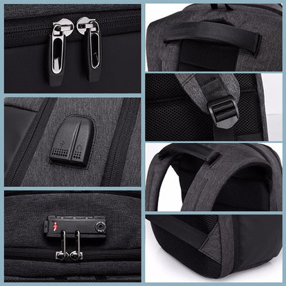 Riseicon Liberty 1 Anti-theft USB charging waterproof laptop backpack - Black