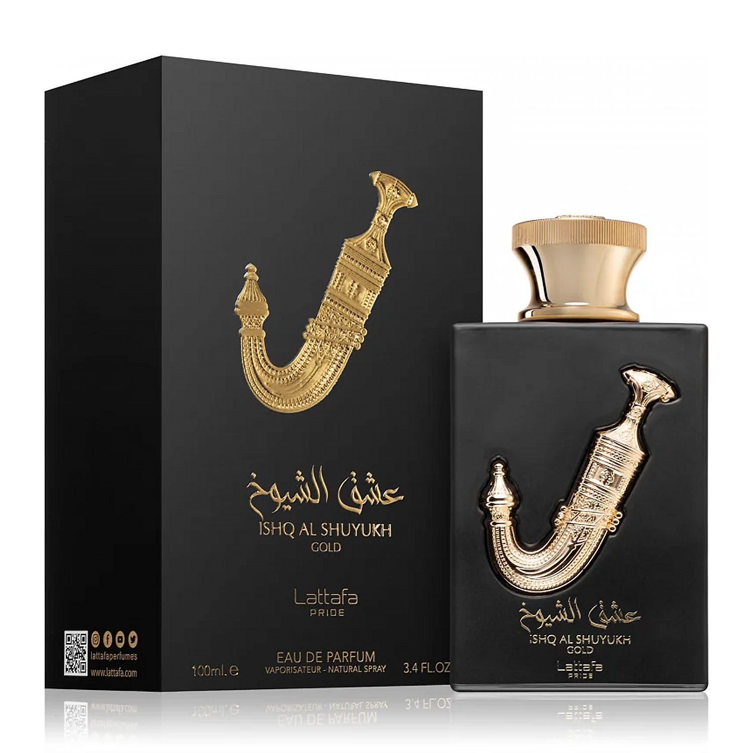 Lattafa Pride Ishq Al Shuyukh Gold 100ml bottle and box