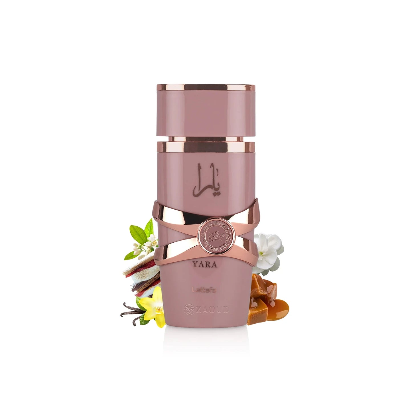 Lattafa Yara Elixir 100ml EDP For Women bottle with flowers and caramel