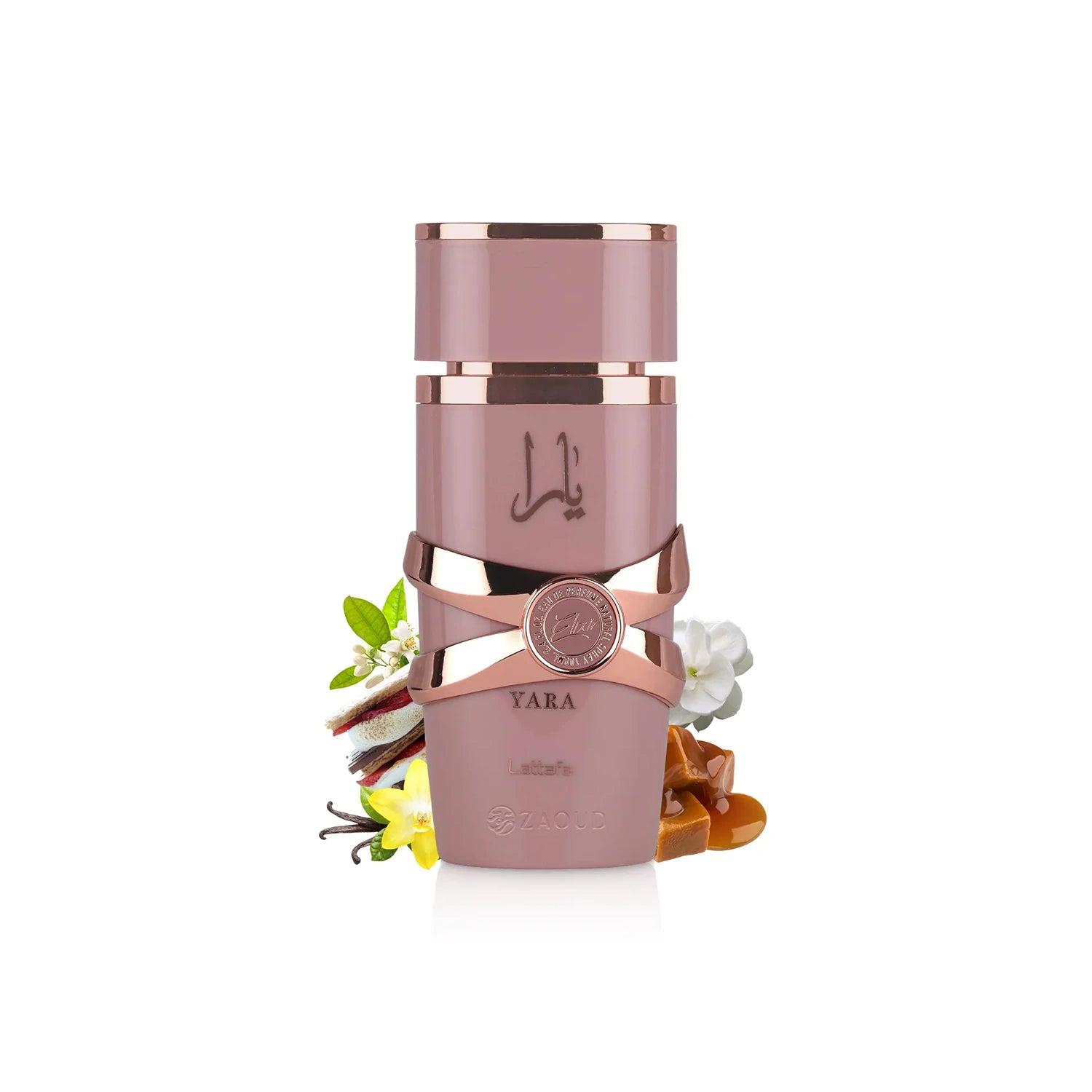 Lattafa Yara Elixir 100ml EDP For Women bottle with flowers and caramel