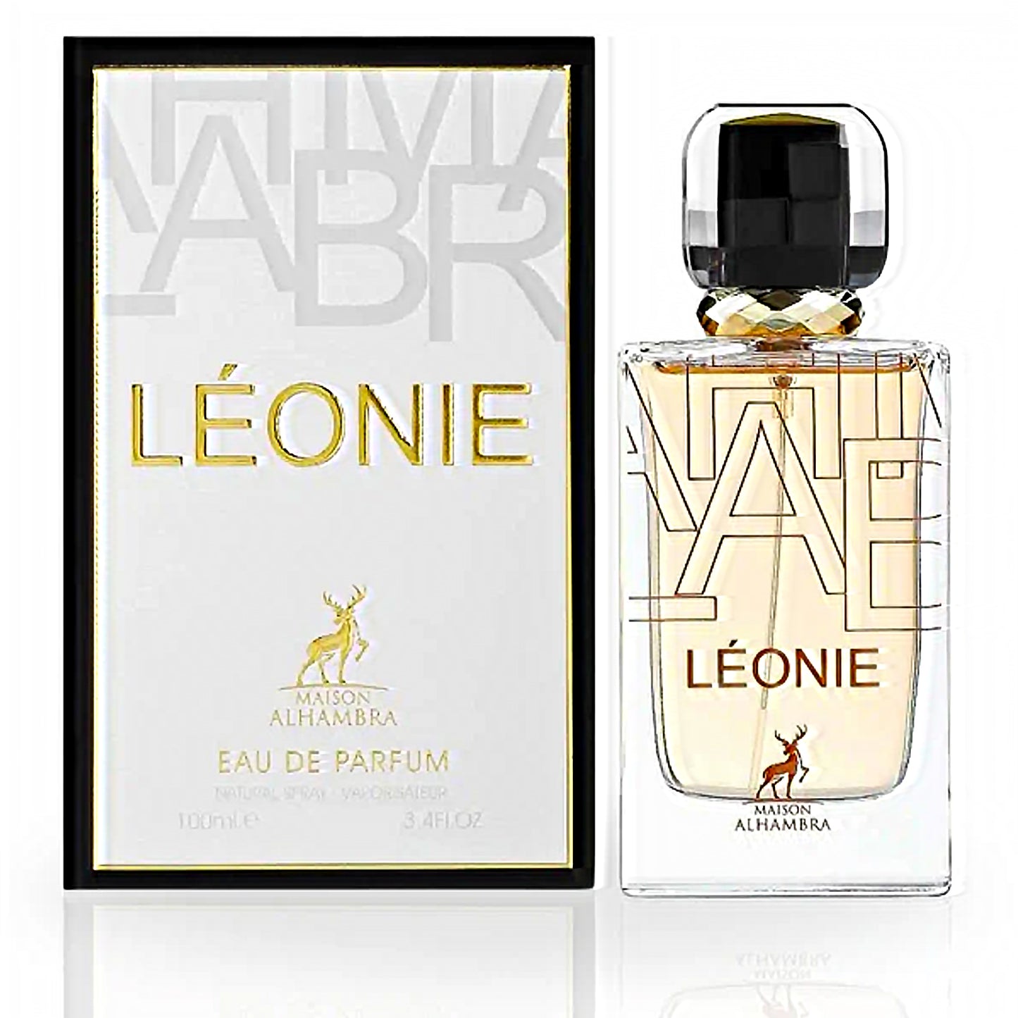 Léonie 100ml EDP by Maison Alhambra bottle and box front view
