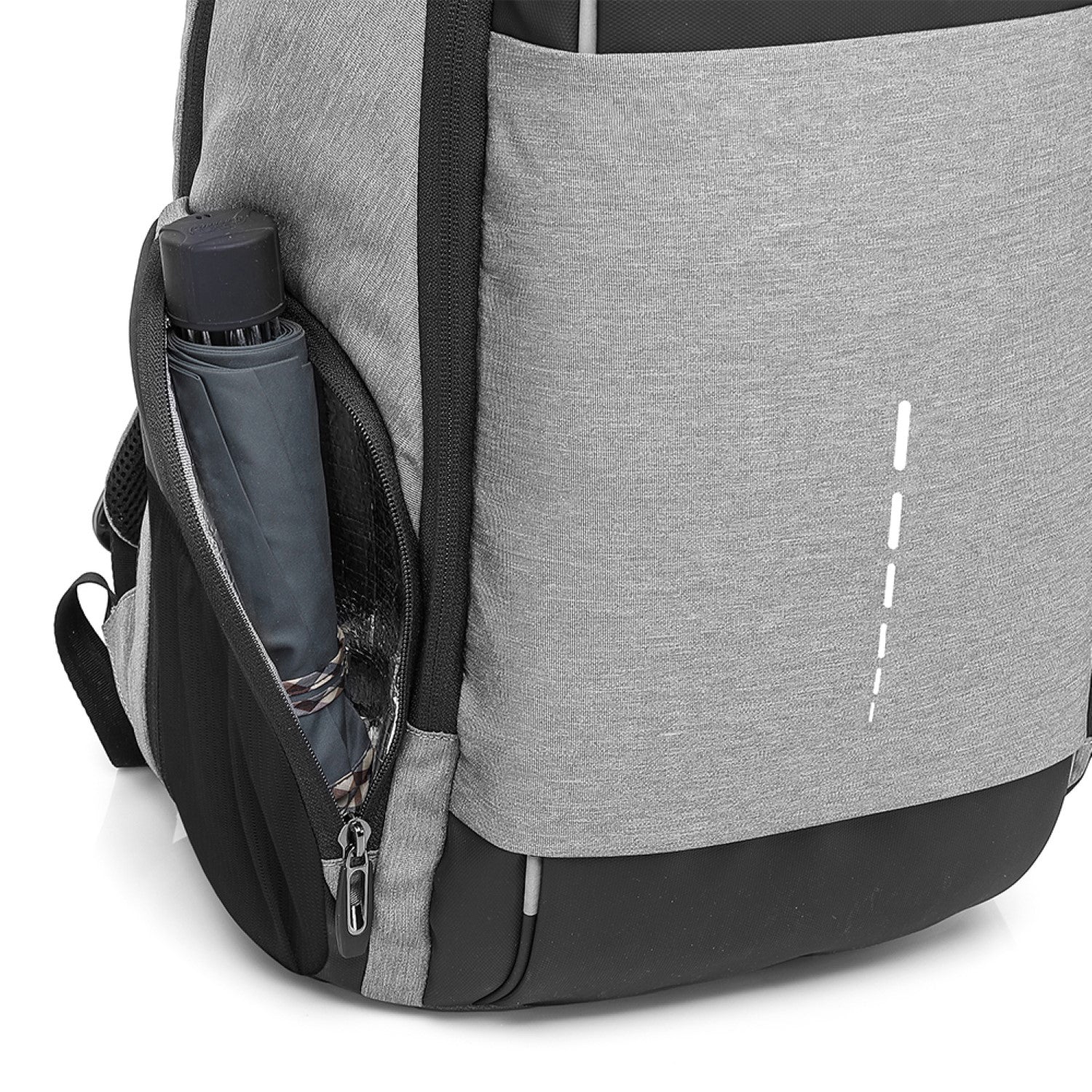 Gray backpack with water bottle holder on a white background best travel laptop backpack multi-functional
