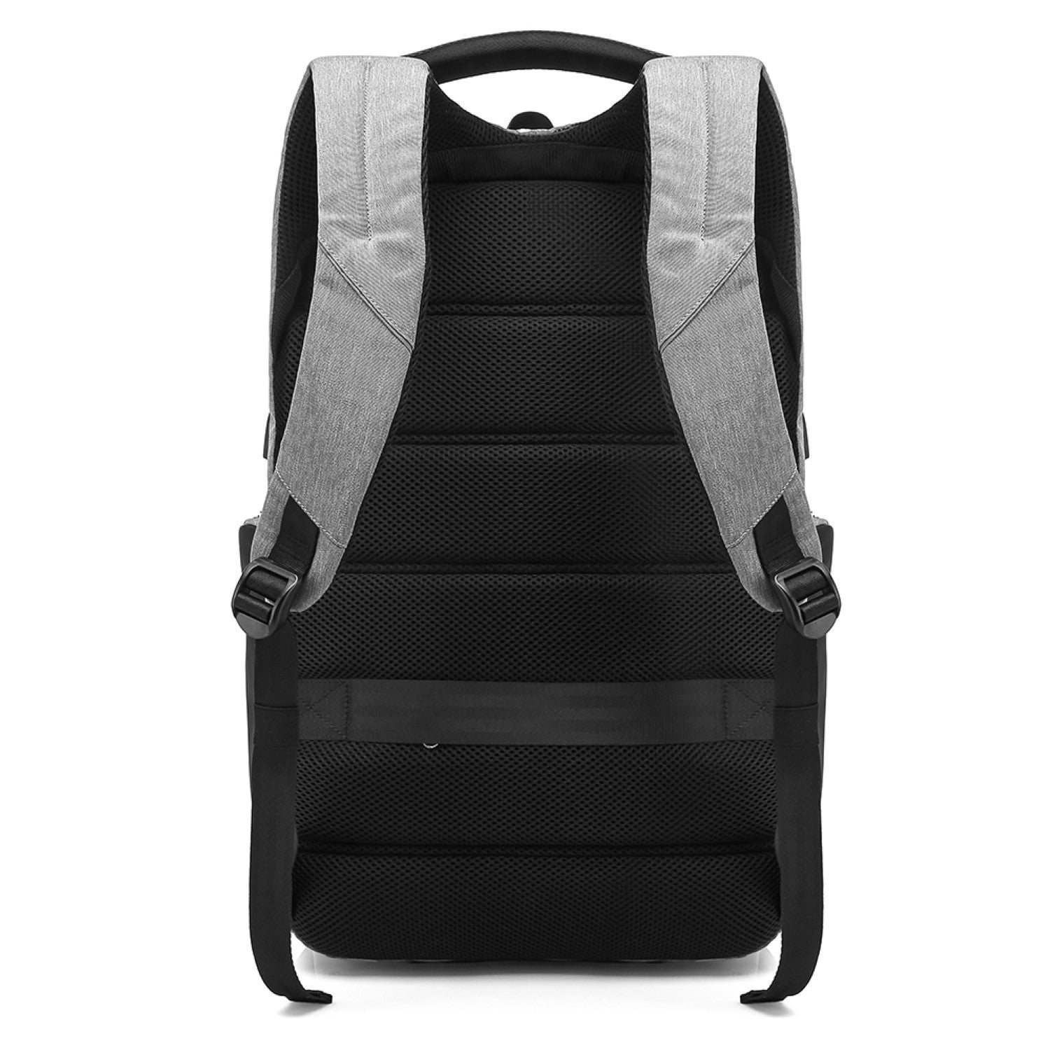 Black backpack with gray straps on a white background best travel laptop backpack multi-functional