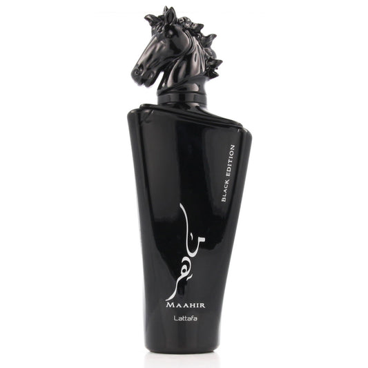 Maahir BLACK EDITION 100 ml Eau de Parfum Lattafa – würzig, süß, bernsteinfarben und holzig