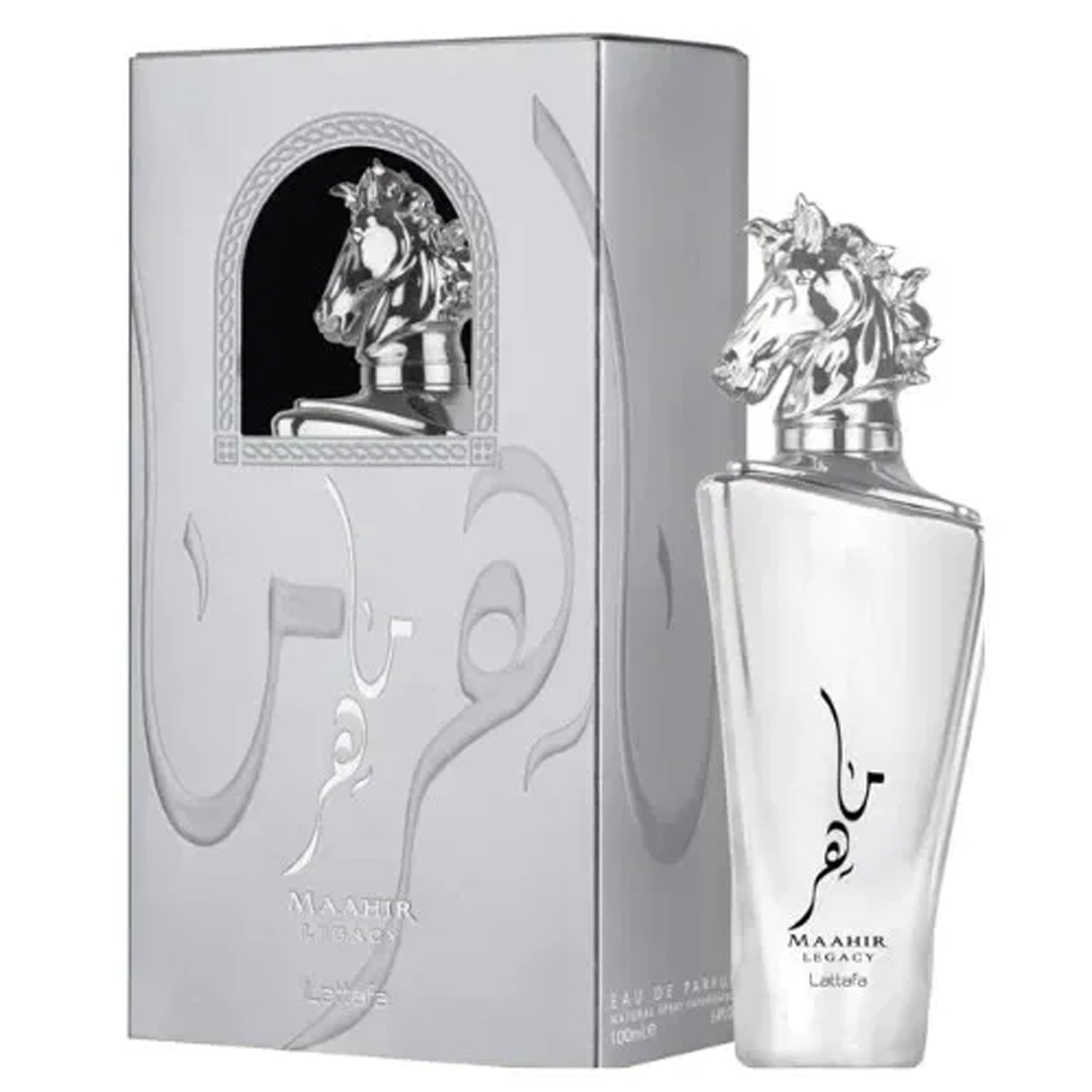 Maahir LEGACY Silver 100ml Eau de Parfum Lattafa box and bottle