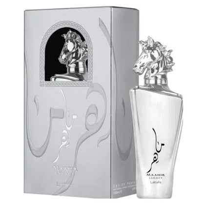 Maahir LEGACY Silver 100ml Eau de Parfum Lattafa box and bottle
