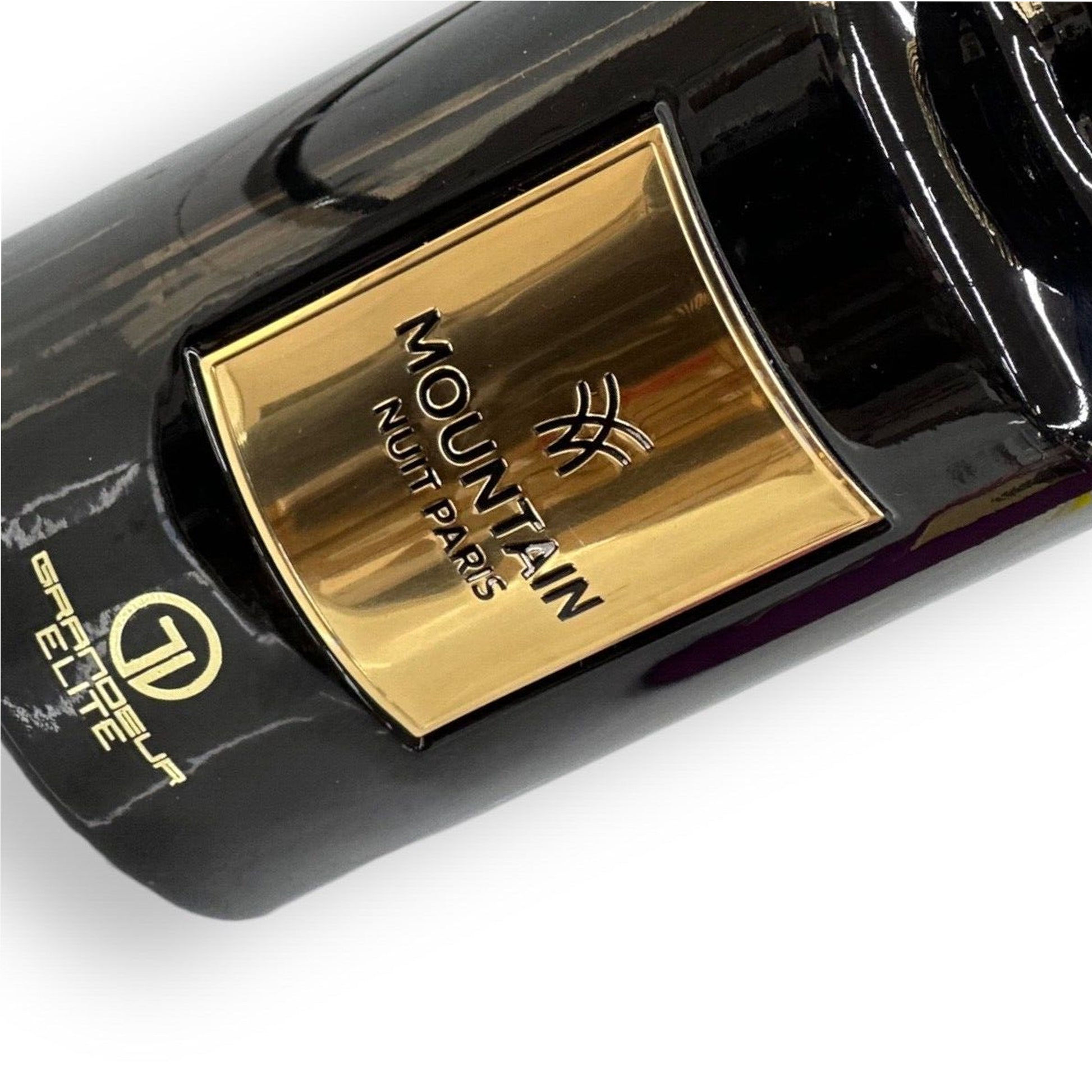 Mountain Nuit Paris 100ml EDP by Grandeur Elite close up of bottle