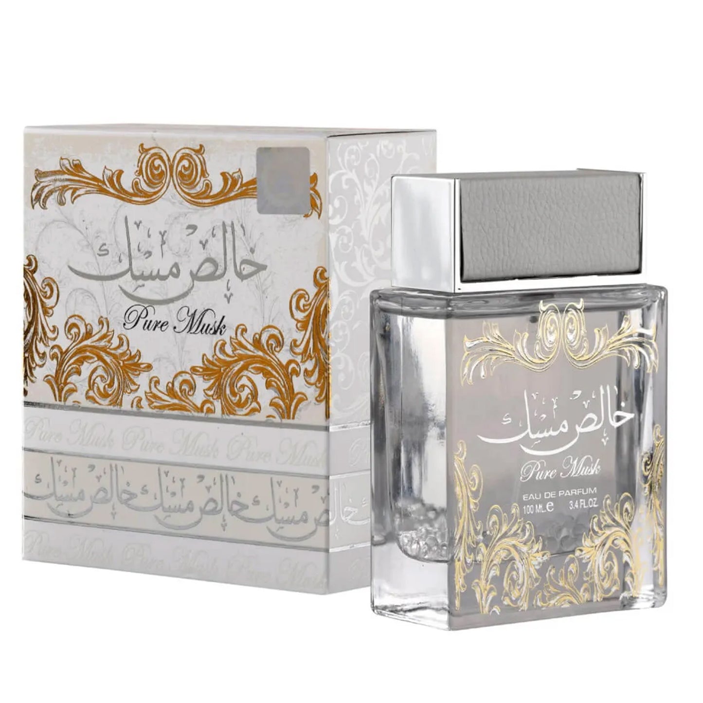 Pure Musk 100ml by Lattafa bottle and box
